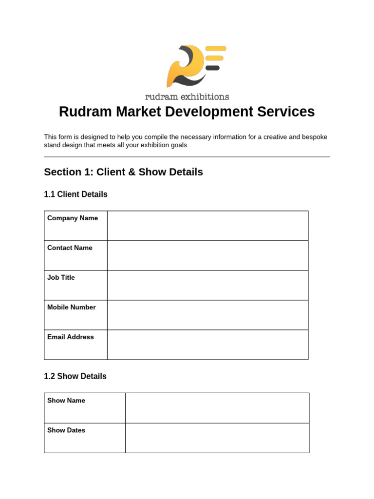 Exhibition Stand Design Brief Form | PDF | Flooring | Computing