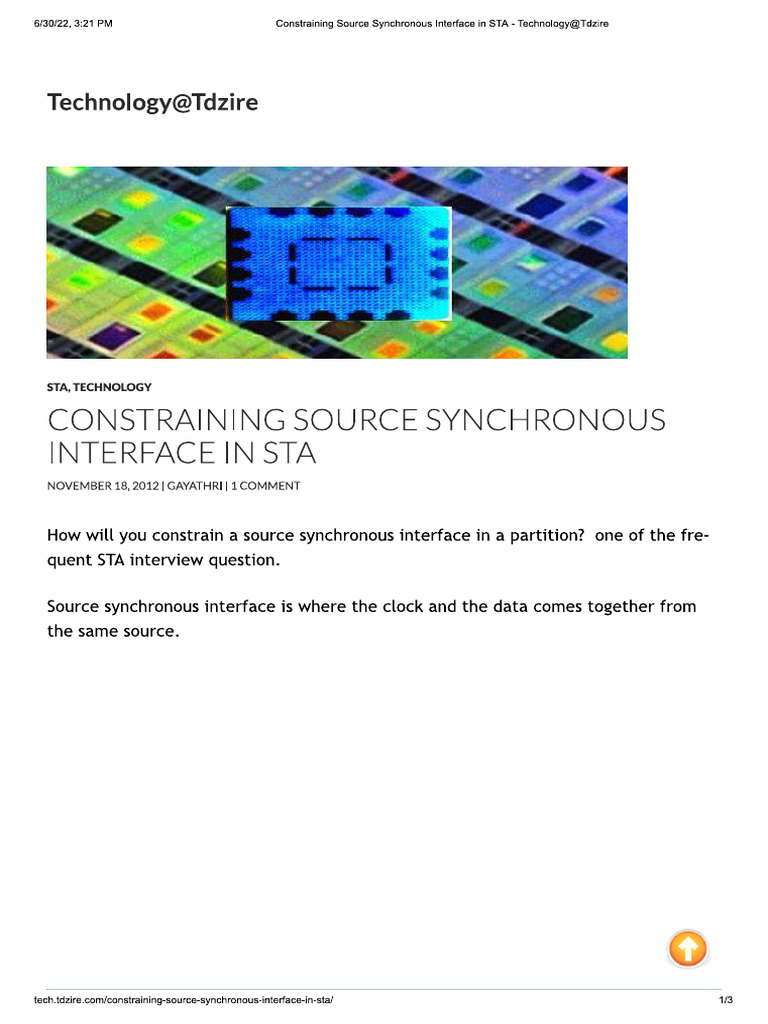 Constraining Source Synchronous Interface in STA - Technology@Tdzire | PDF