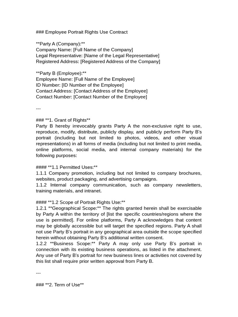 Employee Portrait Rights Agreement | PDF | Breach Of Contract | Arbitration