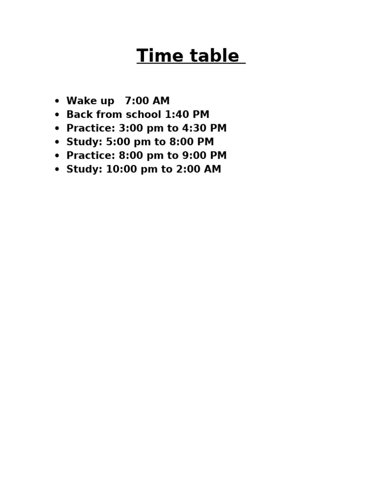 Daily Study and Practice Schedule | PDF