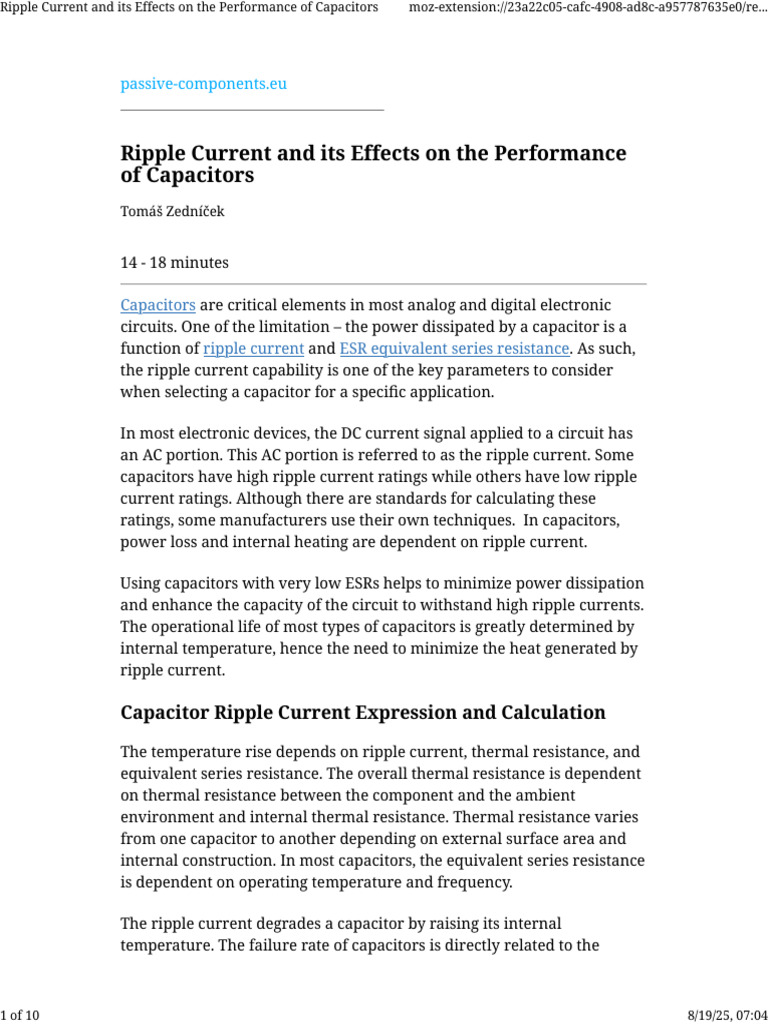 Ripple Current Effects on Capacitor Performance | PDF | Capacitor ...