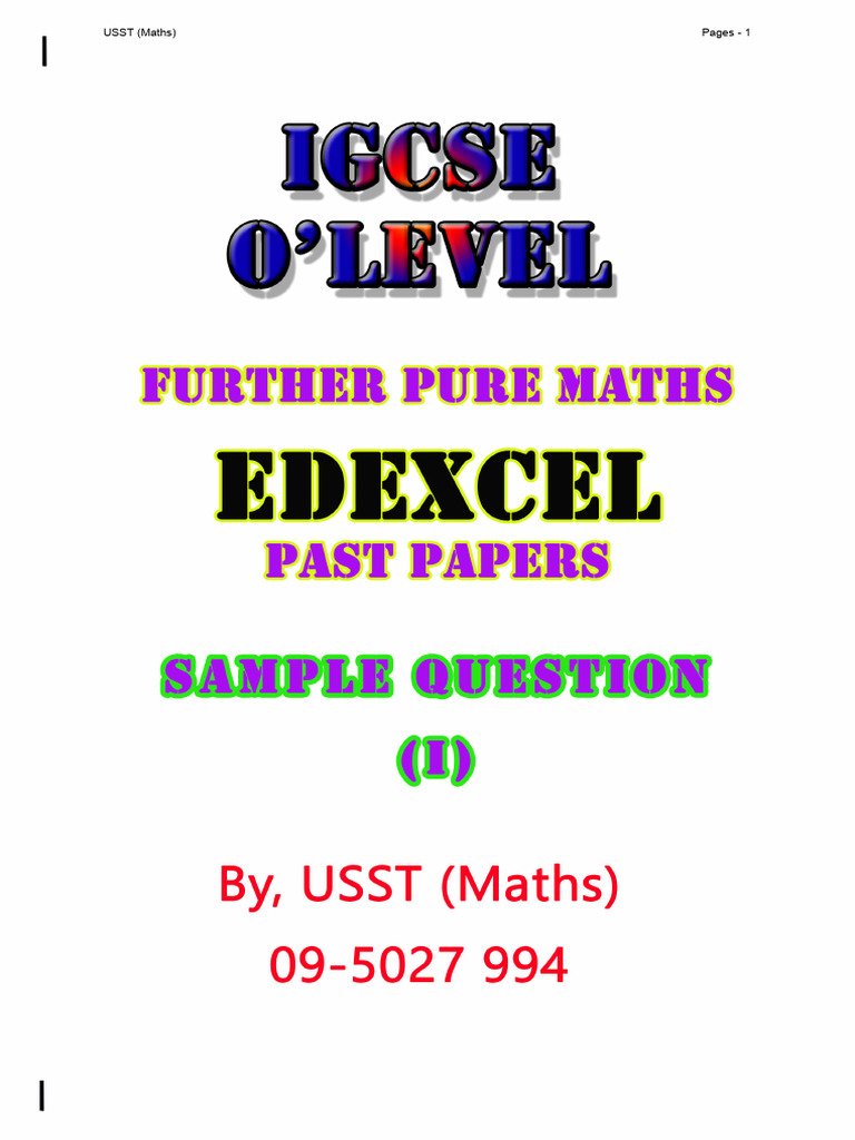 Pure Maths Sample 1 | PDF