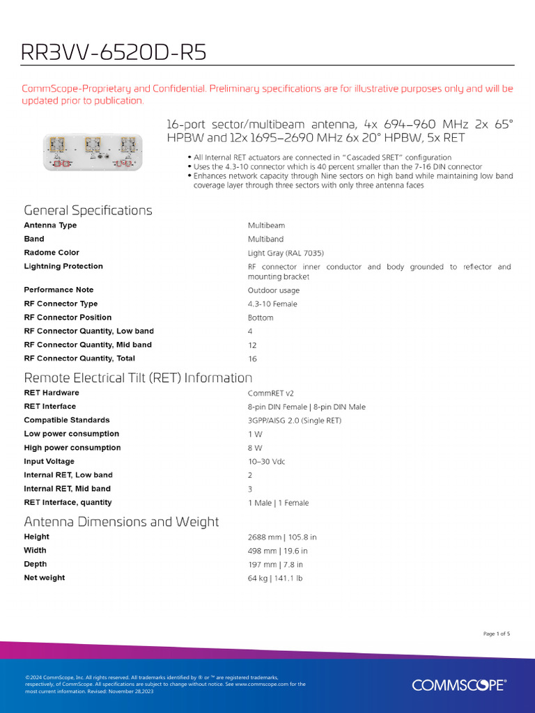 CommScope RR3VV-6520D-R5 Overview | PDF