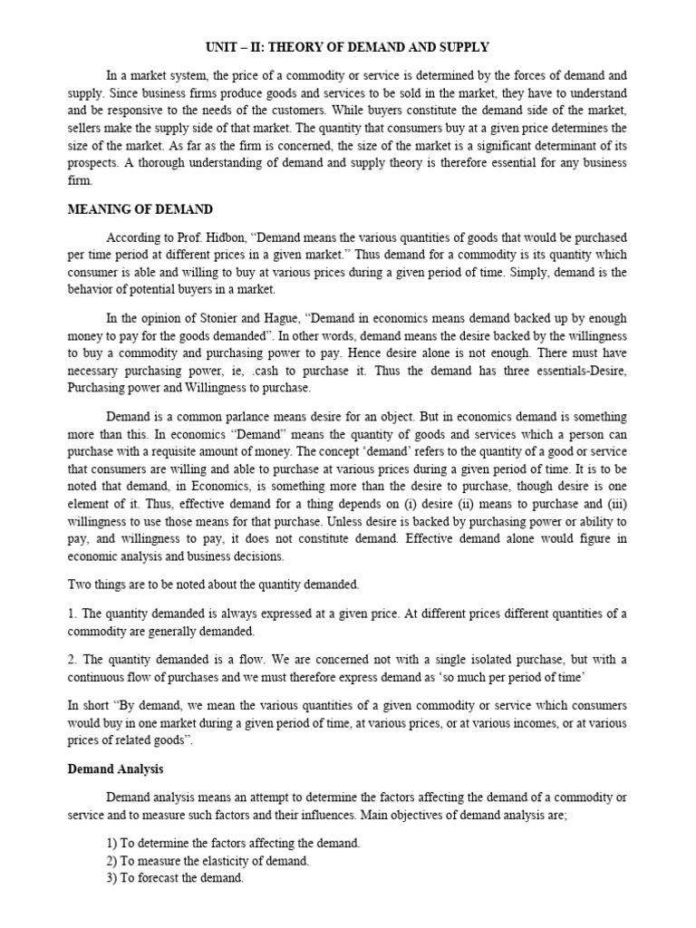Business Economics Unit 2 | PDF | Demand | Elasticity (Economics)