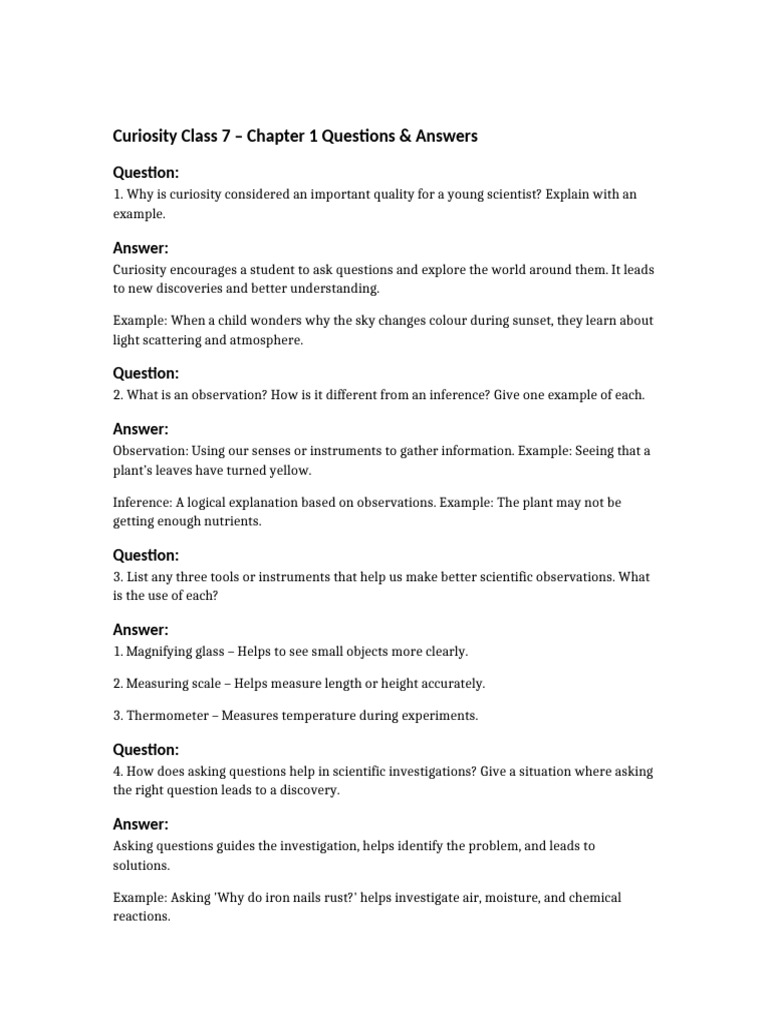 Curiosity Class 7 Q&A: Science Basics | PDF