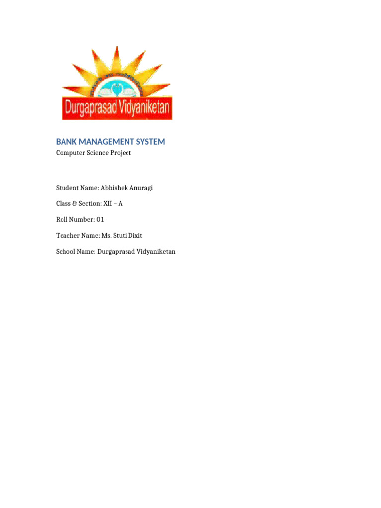 Bank Management System Project Overview | PDF