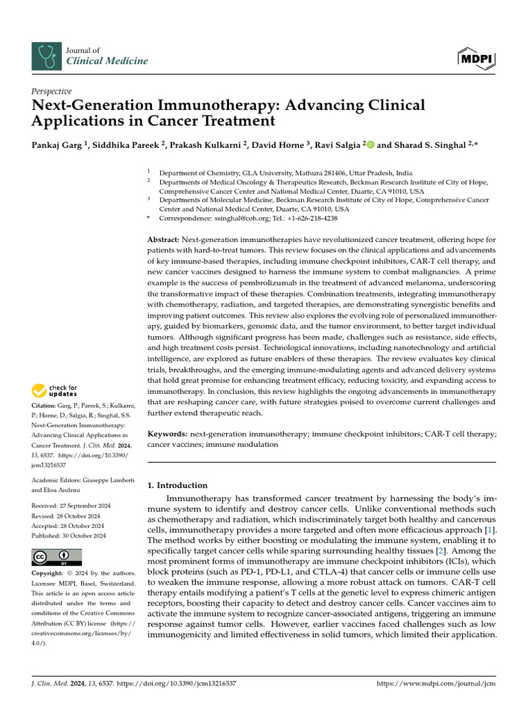 Next-Gen Immunotherapy in Cancer Care | PDF | Immunotherapy | Cancer