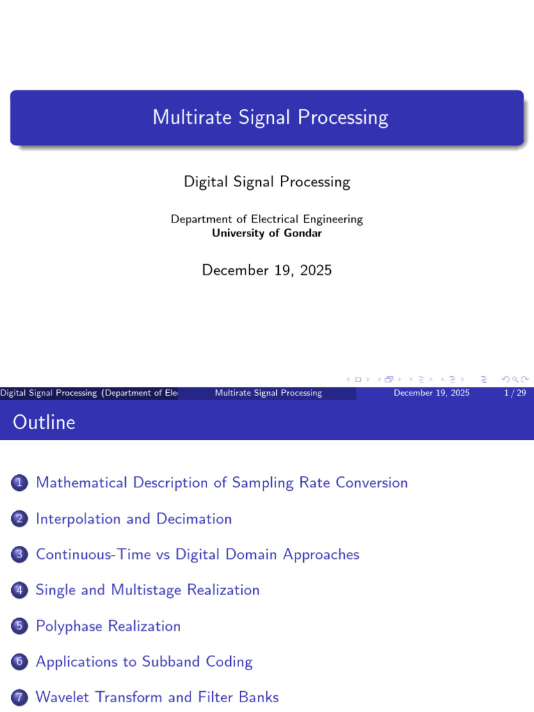 Multirate Signal Processing Overview | PDF | Telecommunications ...
