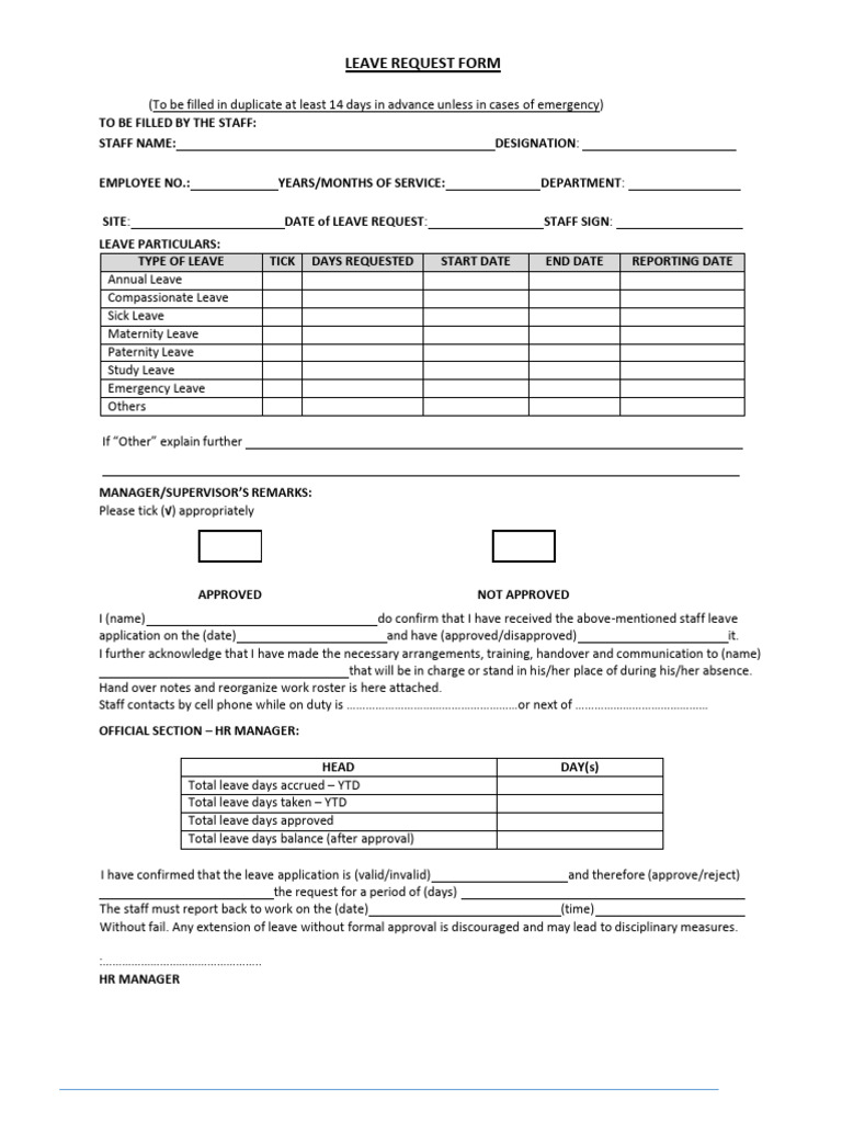 Leave Request Form RVCD 28122023 | PDF