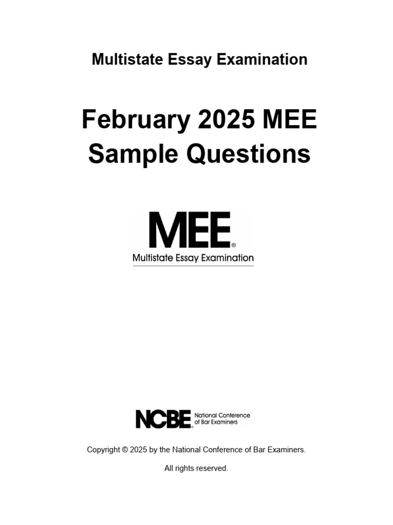February 2025 MEE Sample Questions | PDF | Traffic | Intersection (Road)