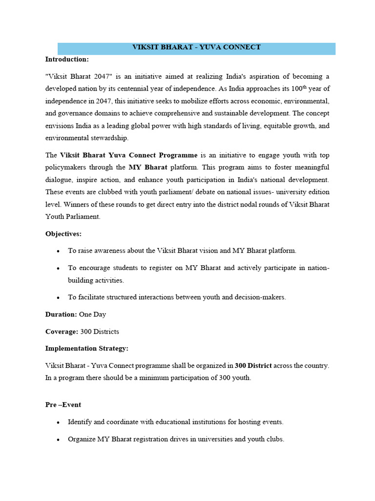 Viksit Bharat - Yuva Connect | PDF