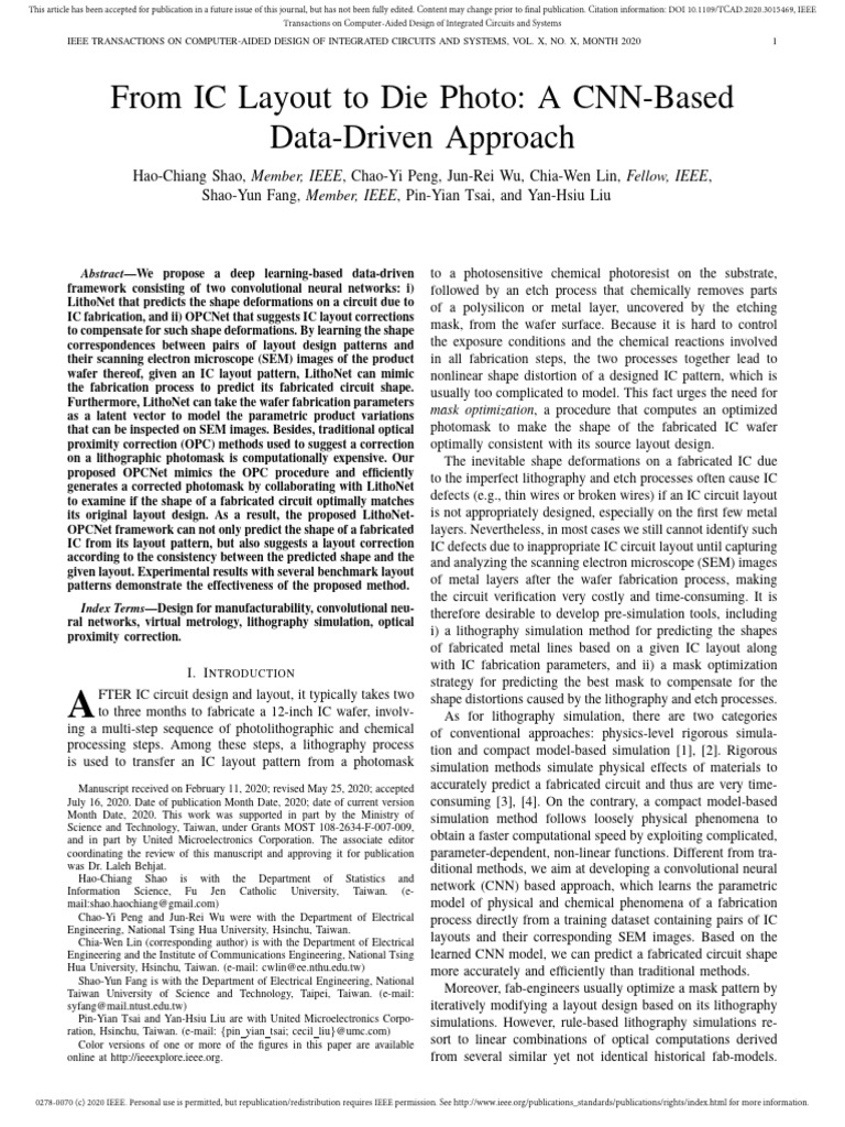 CNN Framework for IC Layout Correction | PDF | Photolithography ...