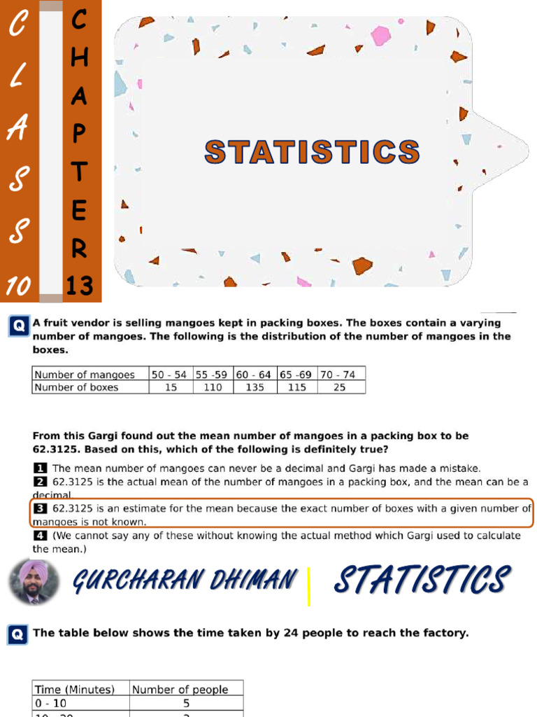 Chapter 13 Statistics Maths Question | PDF