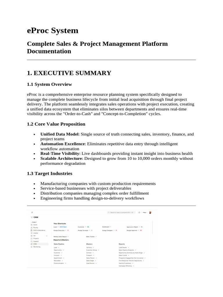 eProc: Sales & Project Management System | PDF | Backup | Pricing