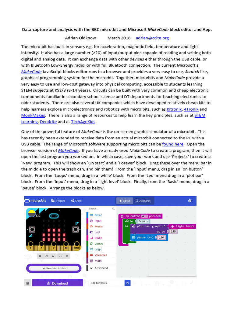 Data-Capture and Analysis With The BBC Microbit | PDF