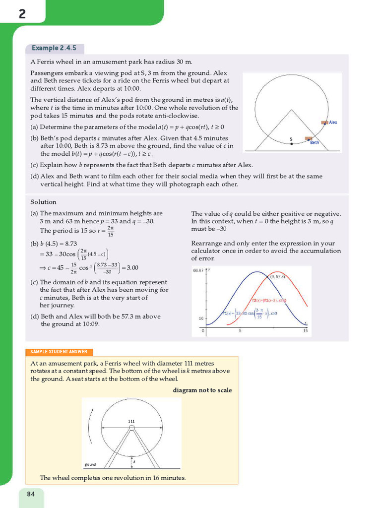 Ferris Wheel Height Modeling Example | PDF | Ph | Mathematics