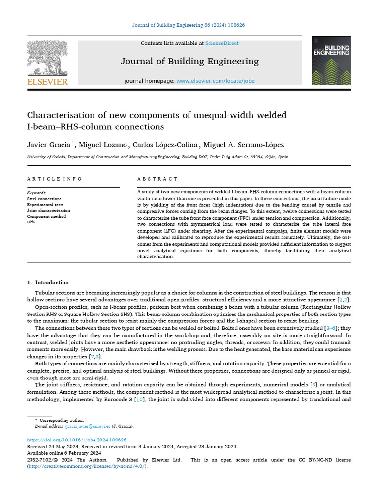 Characterisation of New Components of Unequal-Width Welded I-beam-RHS ...