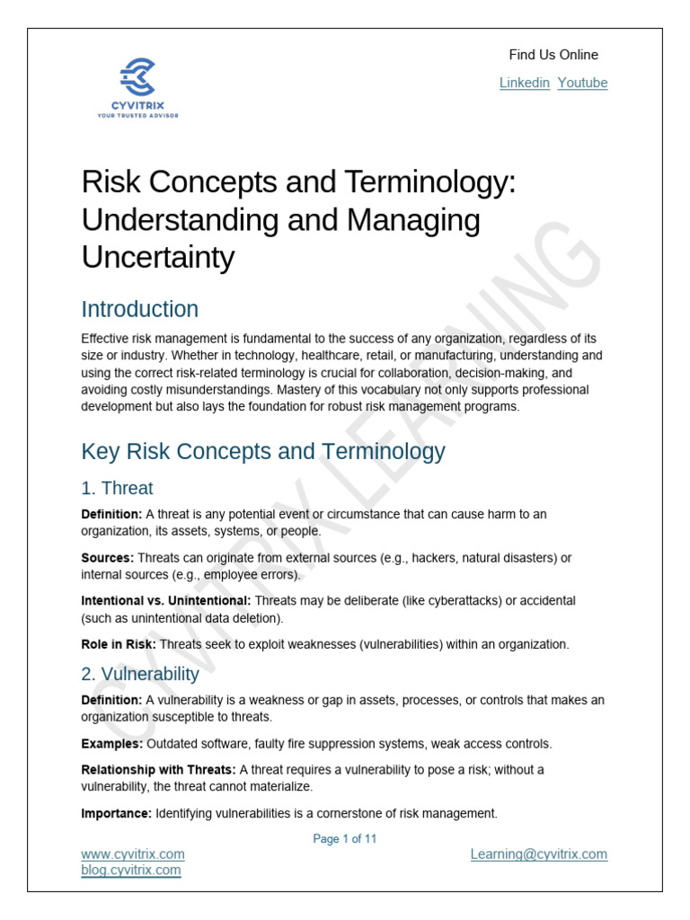 Key Risk Management Concepts Explained | PDF | Risk | Risk Management