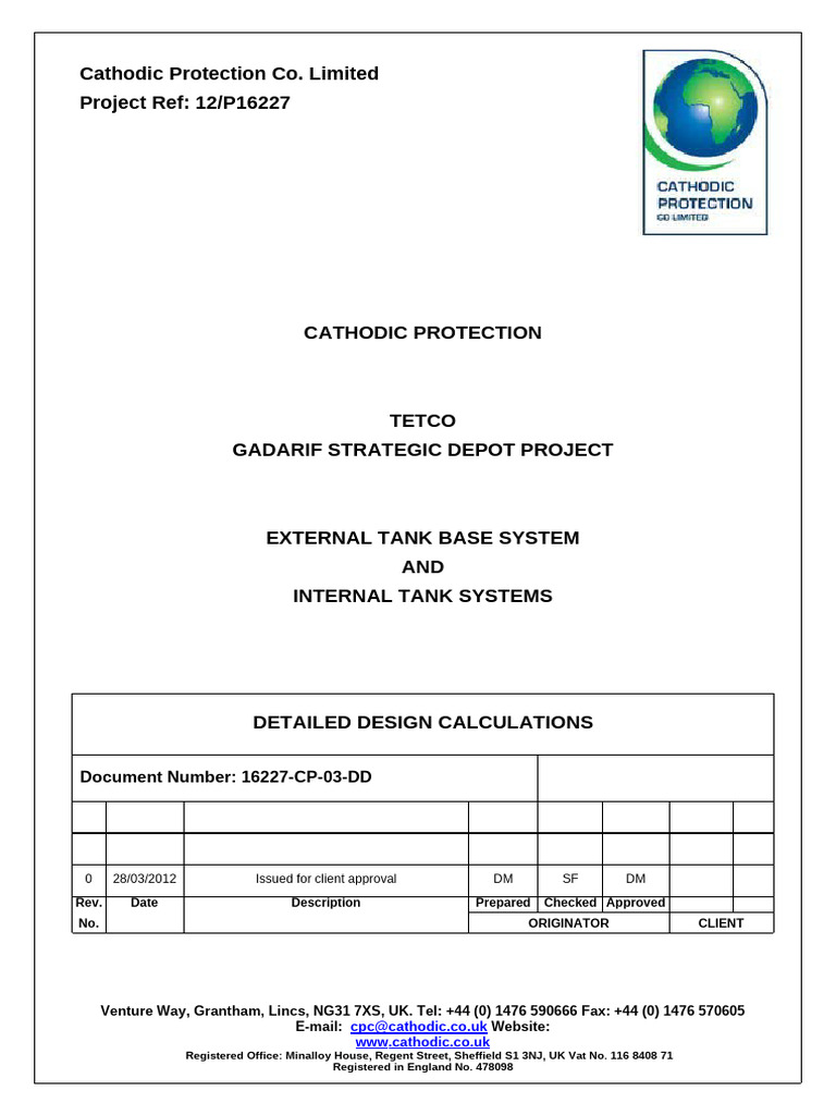 Gadarif Depot Cathodic Protection Design | PDF | Anode | Corrosion