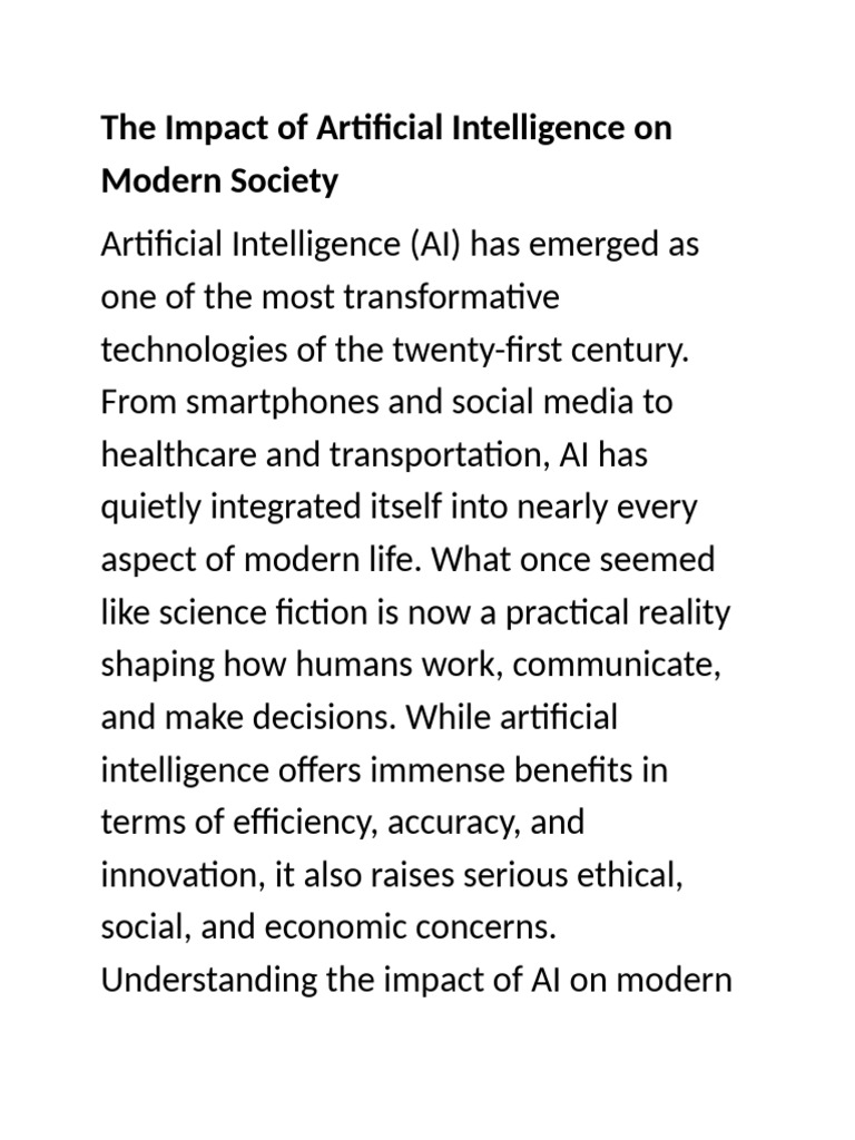 AI's Transformative Impact on Society | PDF | Artificial Intelligence ...