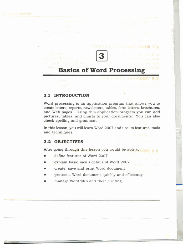 Word Processing Basics in Word 2007 | PDF | Microsoft Word | Menu ...