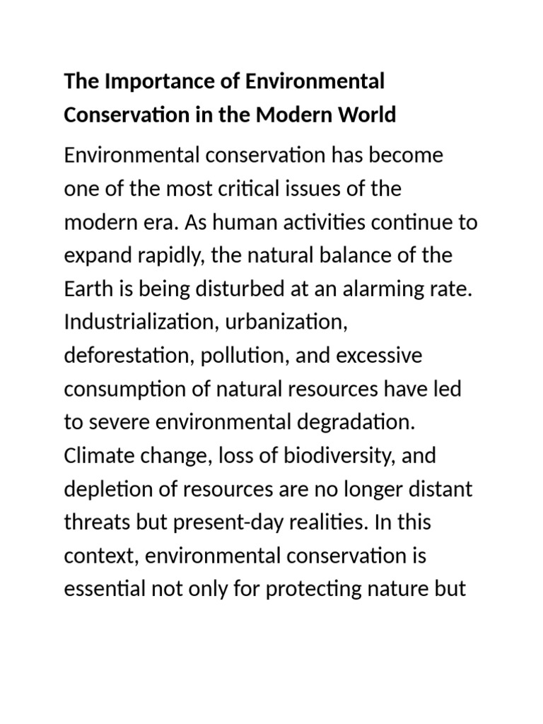 The Importance of Environmental Conservation in the Modern World | PDF ...