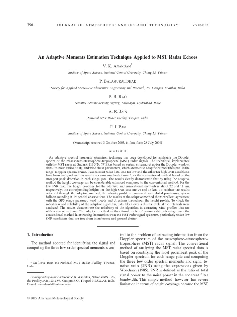 Adaptive Moment Estimation - VK Annandan | PDF | Radar | Signal To ...
