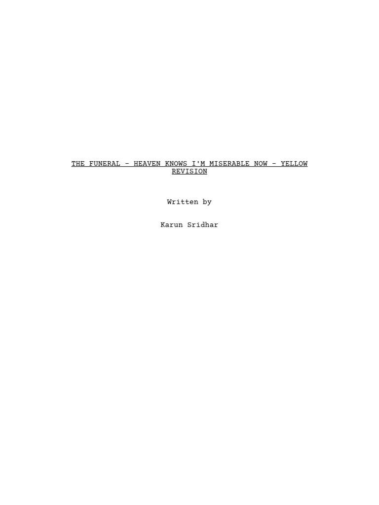 The Funeral Heaven Knows I M Miserable Now Yellow Revision PDF