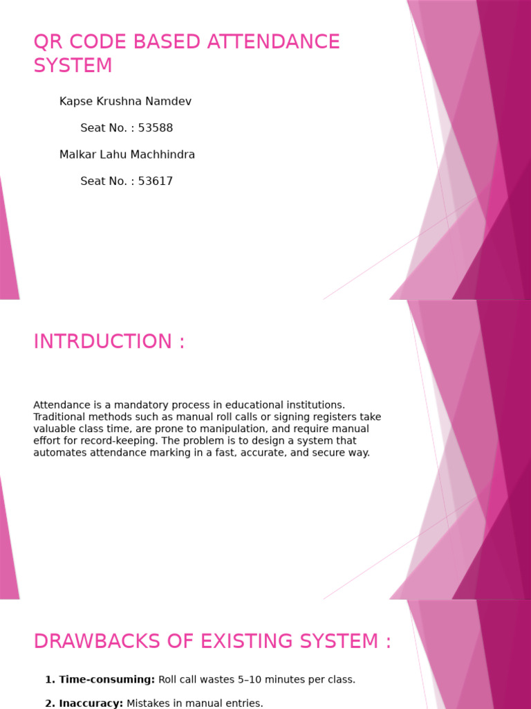 QR Code Attendance System Overview | PDF