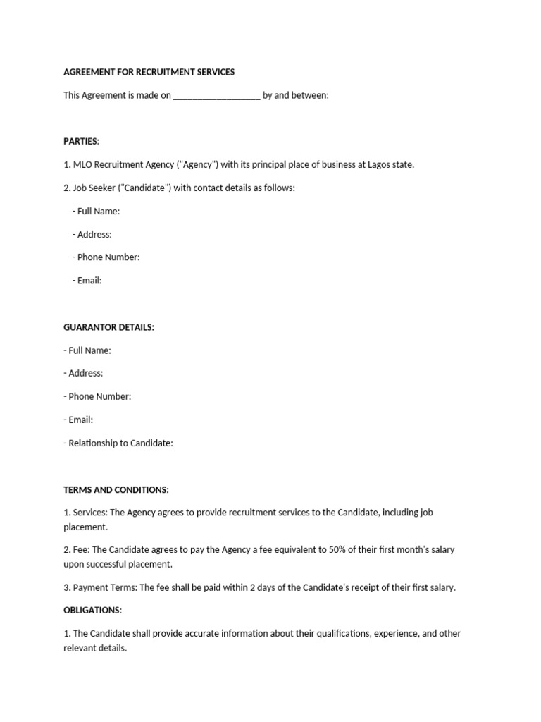 Recruitment Services Agreement Template | PDF