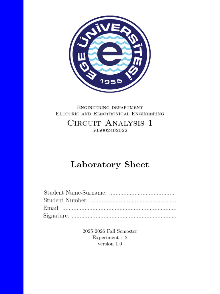 Circuit Analysis 1 Lab Manual 2025-2026 | PDF | Voltage | Electrical ...