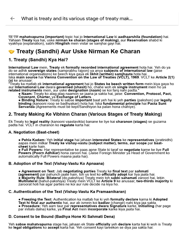 Treaty and Its Making Stages Explained | PDF | Treaty | Ratification