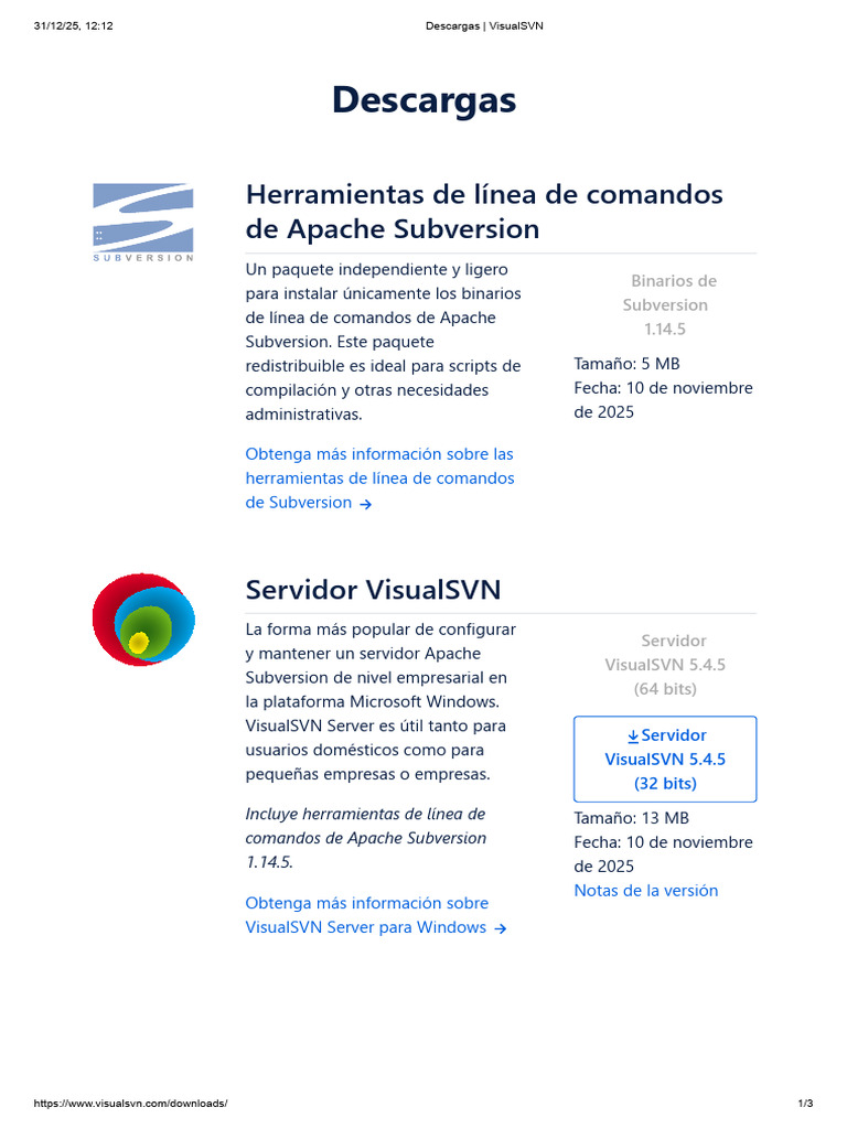Herramientas y Descargas de VisualSVN | PDF | Microsoft | Servidor HTTP ...