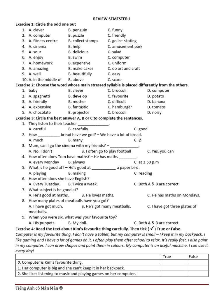 English Review Exercises for Students | PDF | Lunch