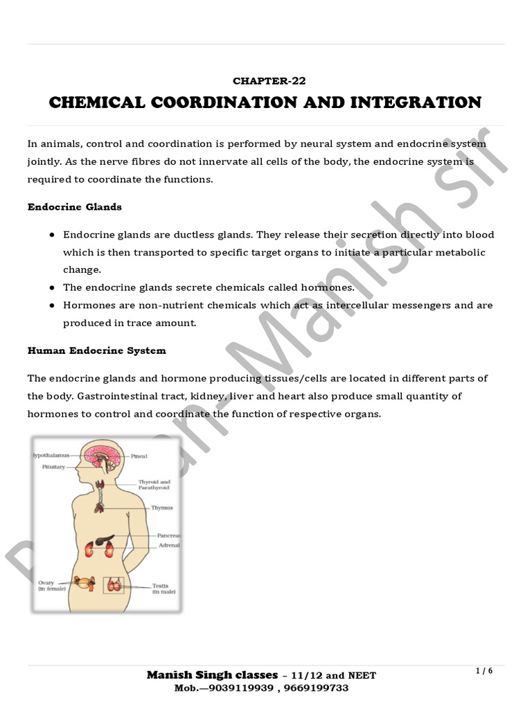Control and Coadination | PDF | Endocrine System | Hormone