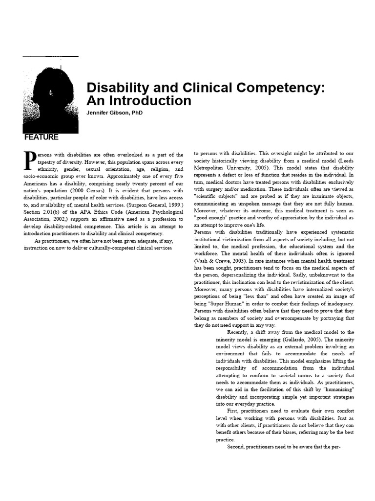 Disability and Clinical Competency Guide | PDF | Disability | Mental Health