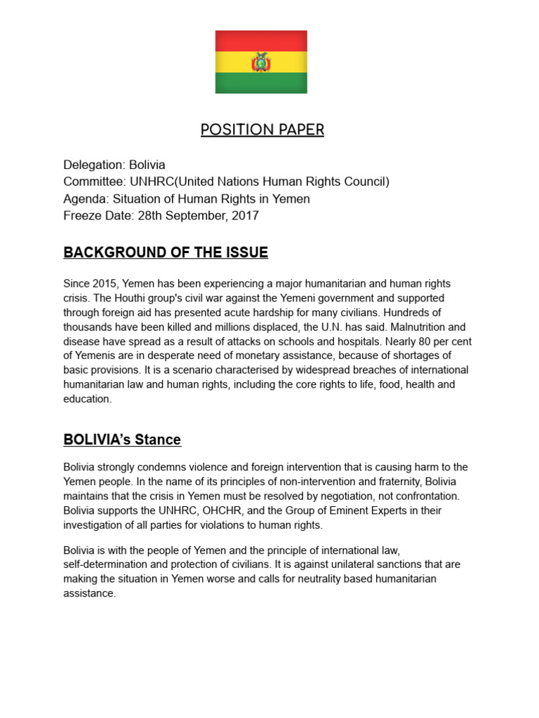 Position Paper Sishmun | PDF | Yemen | World Politics