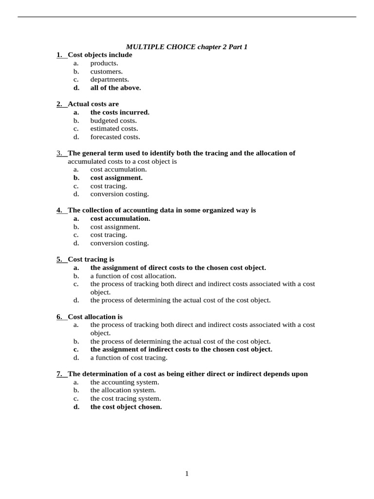 Cost Objects and Cost Behavior Quiz | PDF | Cost | Expense