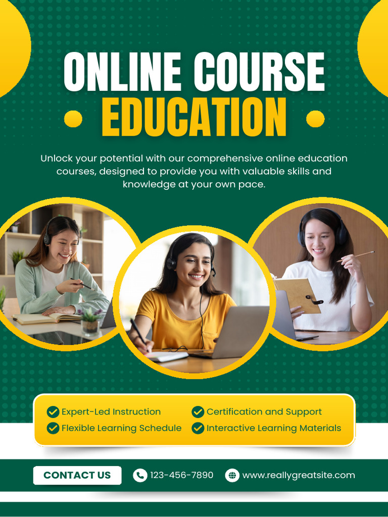 Green and Yellow Modern Online Course Education Poster | PDF