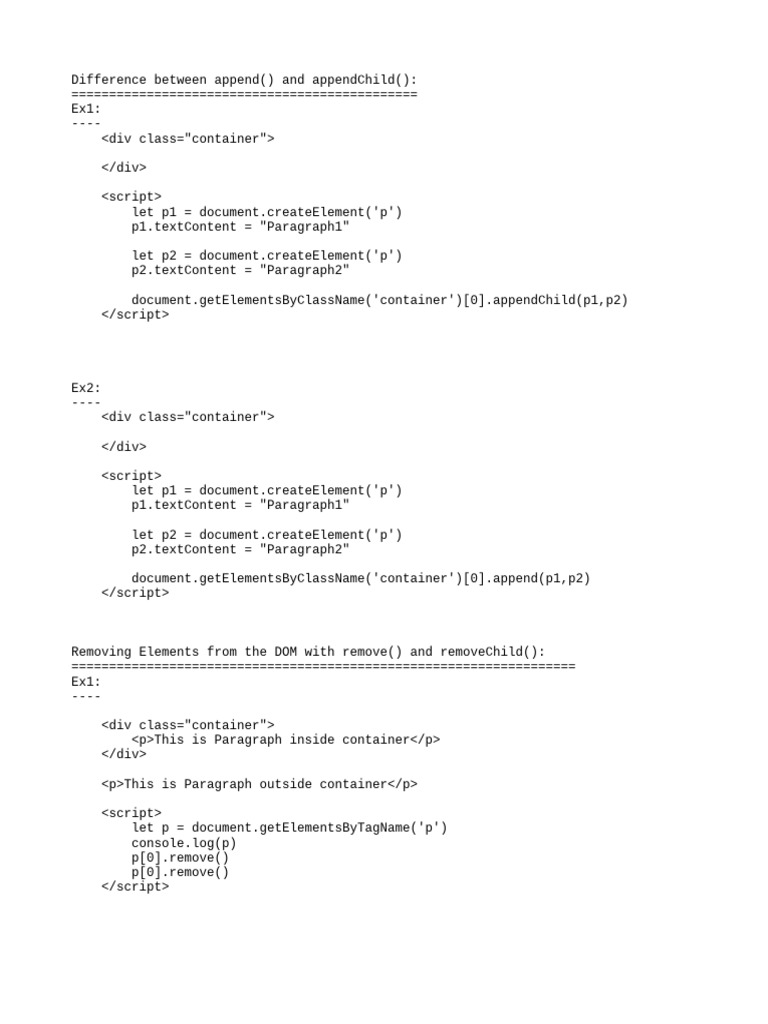 Class29 DOM Methods, Append, AppendChild, Remove, RemoveChild, Etc ...