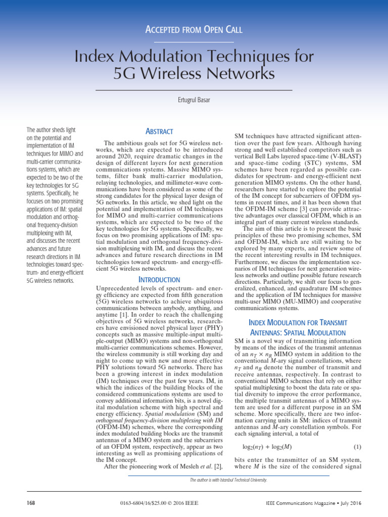 Index Modulation for 5G Networks | PDF | Mimo | Orthogonal Frequency ...
