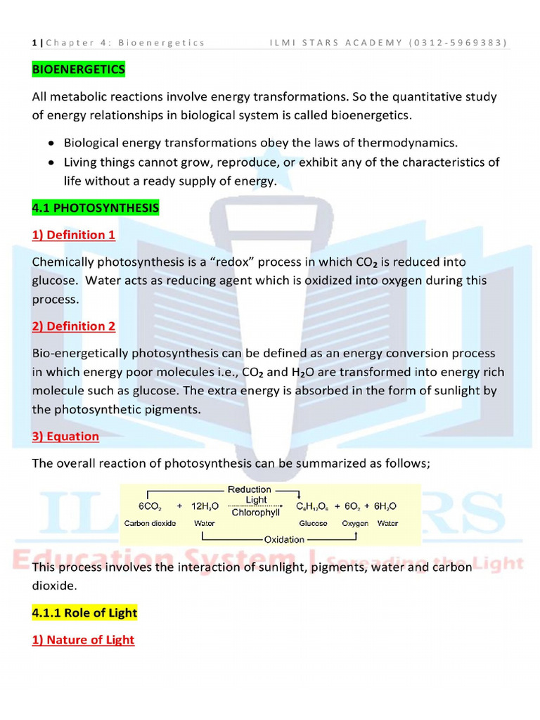 biology class 11 chapter 4 bioenergetics notes