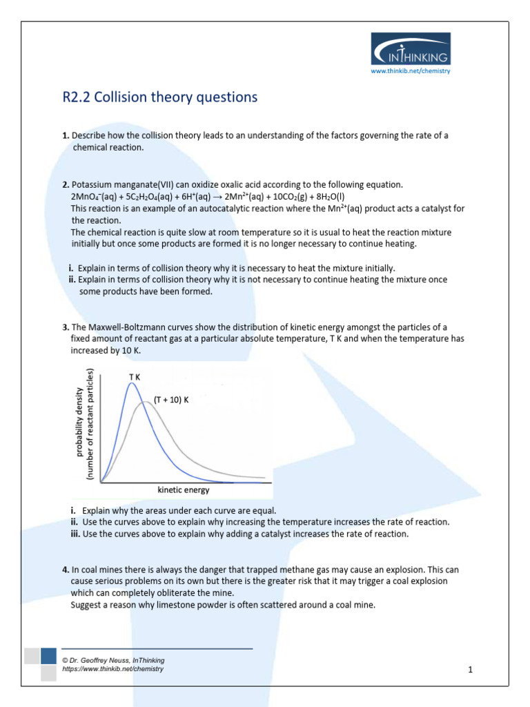 Q r2.2 Collision Theory Questions | PDF