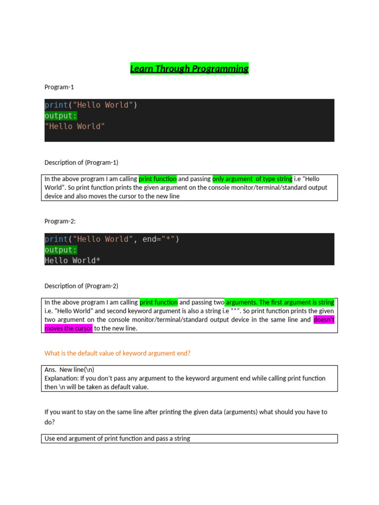 Python Print and Input Function Guide | PDF | Parameter (Computer ...