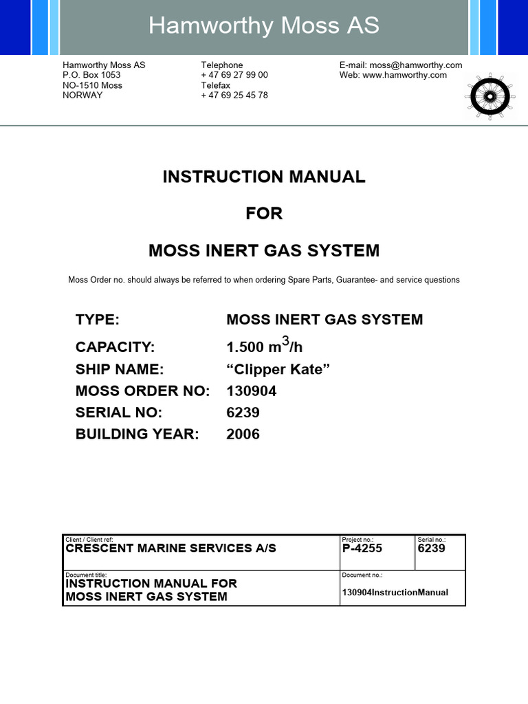 Moss Inert Gas System Manual | PDF | Valve | Oxygen