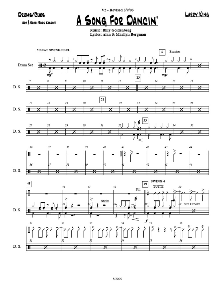 Partition de batterie : A Song For Dancin' | PDF