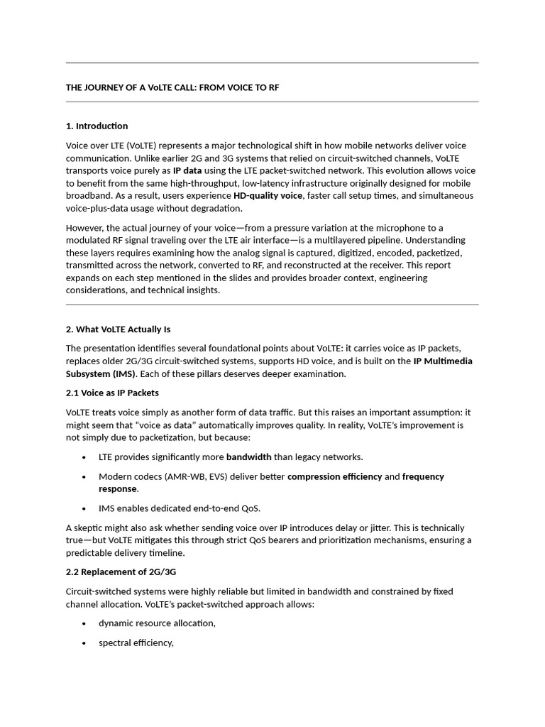 VoLTE Call Process: From Voice to RF | PDF | Quality Of Service | Codec