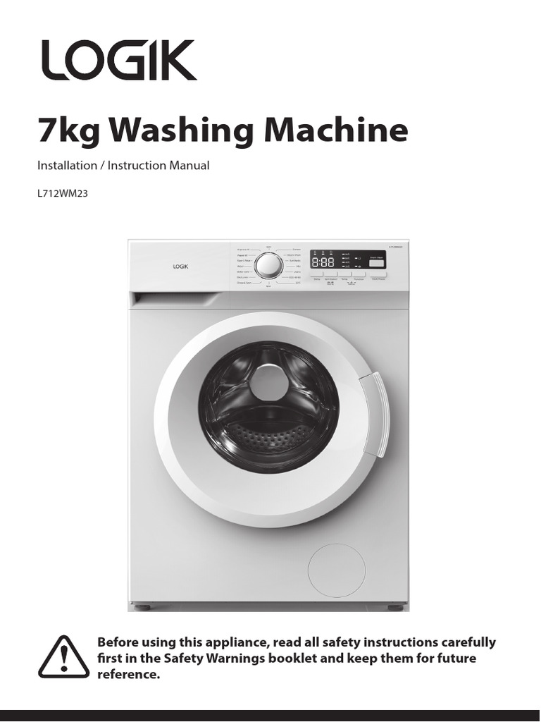 7kg Washing Machine Installation Guide | PDF | Washing Machine | Laundry