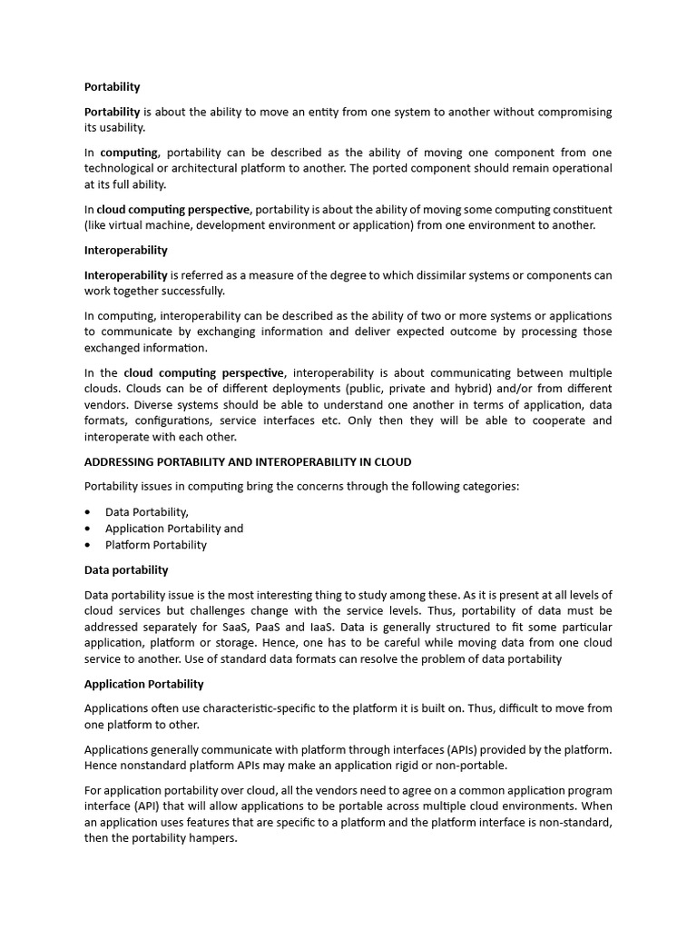 Cloud Portability and Interoperability Guide | PDF | Service Level ...