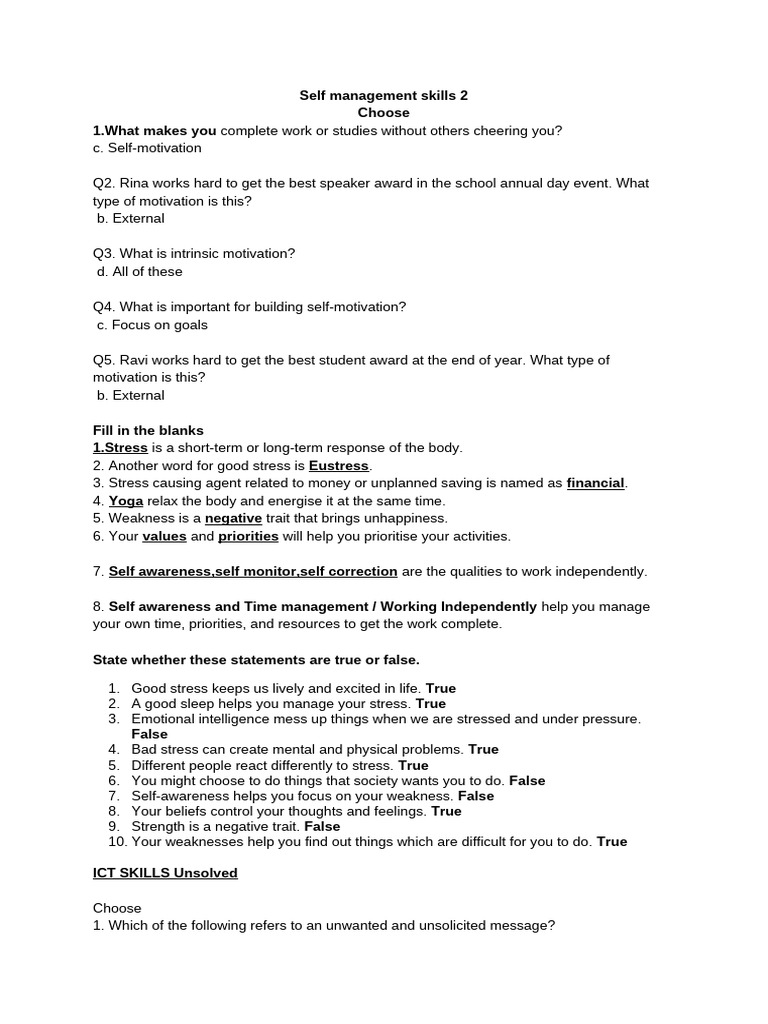 Self Management and ICT Skills Unsolved-1 | PDF | Computer Virus |  Antivirus Software
